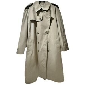 🧥🎩 AUSTIN REED London England Vintage 80s Trench Coat |‎ Tan Plaid Lining | 10